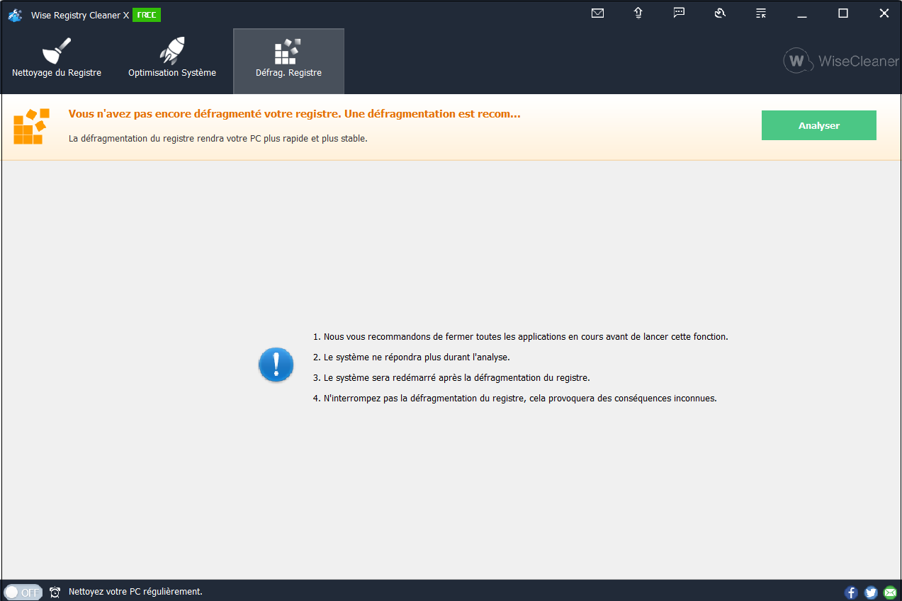 Wise Registry Cleaner-Défrag. Registre